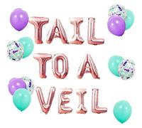 Juego de 17 globos LaVenty Tail to a Veil Tail to a Veil Banner Trading Tail for Veil Banner Sirena Bachelorette Party Mermaid Bachelorette Decorations Mermaid Bachelorette Party Supplies