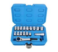 Juego de 17 llaves de paso con cabezal de trinquete bidireccional, caja de almacenamiento para reparación de automóviles, agarre mejorado, juego de puertos de corte