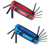 Juego de 17 llaves hexagonales plegables, métricas: 1,5 mm-8 mm, SAE: 5/64 pulgadas-1/4 pulgadas, acero Cr-V, puntas precisas y biseladas, juego de 2, multiuso, diseño portátil y compacto