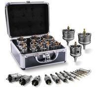 Juego de 17 sierras perforadoras TCT con funda, 9/16 a 2-1/8 pulgadas, juego de sierras perforadoras de carburo de tungsteno de alta resistencia para metal, acero inoxidable, hierro, madera, plástico