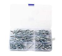 Juego de 175 remaches ciegos de aluminio con 6 tamaños: 2,4 x 6 mm, 3,2 x 6 mm, 3,2 x 8 mm, 3,2 x 10 mm, 4 x 8 mm, 5 x 12 mm, para bricolaje, automoción, muebles, fontanería, color plateado