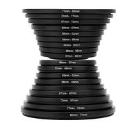 Juego de 18 adaptadores de anillo adaptador de filtro de objetivo step up y down, anillo adaptador de filtro de metal de 37 - 82 mm, soporte de 82 - 37 mm