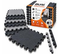 Juego de 18 alfombrillas protectoras para el suelo, 20 mm, 32 x 32 cm, para | BURI, Antracita/gris plateado, 36 bordes, EVA, amortiguador, aislante térmico, resistente a la humedad