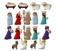Juego de 18 botones navideños de resina con diseño de belén y parte trasera plana para manualidades y costura. Imán para nevera. Botones de belén para manualidades.