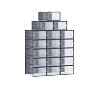 Juego de 18 Cajas de Zapatos Plástico Transparente y Azul Carbón