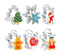 Juego de 18 cortadores de galletas de acero inoxidable para Navidad, formas festivas que incluyen muñeco de especia, copo de nieve, abeto, estrella, ángel y más