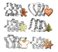 Juego de 18 cortadores de galletas navideños, mini cortadores de galletas de Navidad, molde galletas, acero inoxidable, árbol de Navidad, hombre de jengibre, copo de nieve, estrella