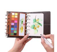 Juego de 18 cuadernos de acuarela de colores de cuadrícula, 14,5 x 11 cm, juego de acuarelas de bolsillo, prensa en frío, libro de acuarela de viaje con pincel de acuarela, paleta de dibujo de papel