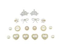 Juego de 18 dijes de diamantes para zapatos, corona, lazo, corazón, perla, flor, decoración de bricolaje, talla única, Metal, No es una piedra preciosa