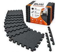 Juego de 18 esterillas de protección para el suelo, 15 mm, para fitness y | BURI Espuma EVA, 36 piezas de borde, aprox. Superficie de colocación de 1,73 m², amortiguador, aislante del calor