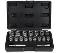 Juego de 18 extractores de tornillos redondeados, juego de extractores de tuercas y tornillos de impacto de 3/8 pulgadas para quitar dañados