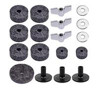 Juego de 18 fieltros prácticos de tambor + manguitos + tuercas de mariposa + arandelas para accesorios de soporte, color negro para fieltros y mangas, piezas de repuesto para arandelas