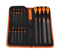 Juego de 18 limas de acero T12, limas manuales profesionales para metal con formas plana, triangular, semicircular, grande y de aguja; incluye estuche de almacenamiento para