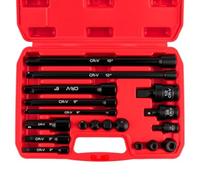 Juego de 18 piezas de extensión de enchufe de acero al cromo vanadio, herramientas de enchufe resistentes con adaptadores para reparación de automóviles y uso en talleres