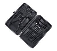 Juego de 18 piezas de pedicura profesional con estuche de acero inoxidable, cortaúñas de acero inoxidable, herramientas de aseo para hombres, mujeres, padres, pacientes mayores, viajes, manos, pies