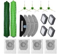 Juego de 18 piezas de repuesto para aspiradora IRobot Roomba Combo I5 I5+ J5 J5+, 2 cepillos principales, 4 filtros, 4 paños de fregona, 4 bolsas de polvo, 4 cepillos laterales