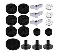 Juego de 18 piezas práctico para tambor, fieltros de platillos + mangas + tuercas de ala + arandelas para soporte de platillos de tambor, accesorios de soporte de platillos negro para juego de tambor,