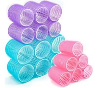 Juego de 18 rodillos para el cabello, rodillos de pelo autoagarre para cabello largo, mediano y corto, 6 jumbos, 6 grandes, 6 medianos sin calor, rodillo de pelo para peluquería, los colores pueden variar