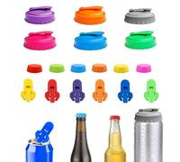 Juego de 18 tapas de latas de bebida, tapas de botellas de cerveza y abridor de latas de bebidas, tapas de silicona reutilizables y coloridas para latas para botellas de cerveza, latas, latas de