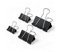 Juego de 180 pinzas plegables, 15 mm/19 mm/25 mm/32 mm, color negro, clips multiusos, clips de documentos, clips de metal, clips de papel para escuela, suministros de oficina, notas