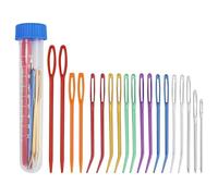 Juego de 19 agujas de tejer de punta curva, agujas de tapiz para hilo, ojal grande, agujas romas, hilo de coser a mano, juego de agujas de coser con agujas de coser de plástico para tejer ganchillo