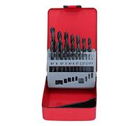Juego de 19 brocas helicoidales de acero de alta velocidad M35, con caja de almacenamiento roja, para perforar en hierro, madera, plástico y acero inoxidable; accesorio para