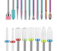 Juego de 19 brocas para uñas, 3/32'' lima de uñas eléctrica de diamante kit puntas de uñas de gel acrílico de cerámica, herramientas de arte de uñas acrílicas, brocas de carburo para quitar cutículas