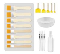 Juego de 19 pinceles de esponja, set de herramientas para decoupage esencial, alfombrilla de silicona, esponja, pincel de esponja, pincel de collage, pluma estilográfica, recipiente para pegamento y