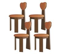 Juego de 2/4/6 sillas de comedor modernas de madera maciza de mediados de siglo, elegantes asientos acolchados de cuero con respaldos de amor para comedor, sala de estar, dormitorio, estudio (negro y