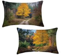 Juego de 2 40x70 Cojines Exterior Árboles Cojines Sofa Funda Cojin Terciopelo Funda de Almohada Bosques Cojin Impermeable con Cremallera Oculta, Decoracion Hogar, Decoracion Jardin Exterior x-841