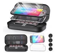 Juego de 2 accesorios 10 en 1 Switch 2 para Nintendo Switch 2 (2025), funda de transporte rígida portátil con 2 protectores de pantalla, funda protectora, 2 fundas para Joy-Con y 4 tapas de agarre