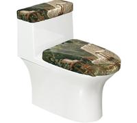 Juego de 2 accesorios de decoración de baño para el día de la madre, diseño elástico de impresión completa, se adapta a la mayoría de inodoros