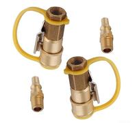 Juego de 2 adaptadores de conexión rápida de 4 pulgadas, válvulas de cierre de latón macizo para instalación de cocina de propano RV con rosca exterior macho y conexiones NPT de rosca interior