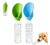 Juego de 2 adaptadores portátiles de silicona | Botellas de agua para perros, vaso de hidratación de viaje para animales, adaptador portátil de silicona(Green+Blue)