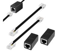 Juego de 2 adaptadores RJ45 a RJ11 - Cable RJ11 a RJ45 negro de 0,15 m, convertidor 8P8C a 6P4C, adaptador RJ11 a RJ45, juego de adaptadores y cables RJ45, para módem ADSL, teléfono analógico, máquina
