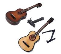 Juego de 2 adornos de guitarra clásica de madera, modelo de instrumento musical, perfecto para músicos, coleccionistas, presentes, guitarras pequeñas coleccionables