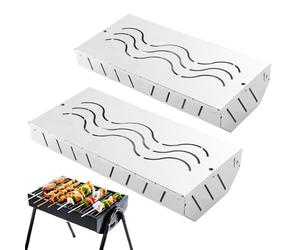 Juego de 2 ahumaderos de carne de acero inoxidable, accesorios de barbacoa, de pellets con tapa con bisagras para el hogar, el jardín y el exterior