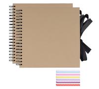 Juego de 2 álbumes de fotos de 25 x 25 cm, encuadernación en espiral, libro de fotos con 100 páginas negras y 4 pegatinas de álbum para manualidades, álbum familiar, regalo de boda, graduación