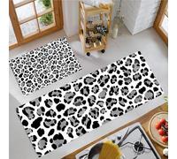 Juego de 2 Alfombra de Cocina Minimalista Moderno Alfombras Antifatiga Manchas De Animales Duraderas Felpudos de Cocina Lavables para Pasillo, Comedor y Entrada, 40x60cm+40x120cm, En Blanco Y Negro