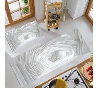 Juego de 2 Alfombras de Cocina con Túneles dendríticos, Estilo tecnológico futurista Alfombras Y Tapetes De Cocina Antideslizante y Lavable para Entrada y Pasillo (Blanco, 40x60cm+40x120 cm)