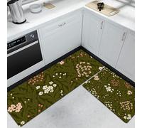 Juego De 2 Alfombras De Cocina Flores Silvestres Rosas Y Blancas, Flores Herbáceas Antiguas, Tapetes De Cocina Antifatiga Para Decoración Del Hogar, Oficina, Escritorio De Pie 50x80cm+50x150cm
