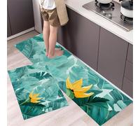 Juego De 2 Alfombras De Cocina Hojas De Plátano Paraíso Para Las Aves, Mediodía Tropical Vintage, Tapetes De Cocina Antifatiga Para Decoración Del Hogar, Oficina, Escritorio De Pie 45x75cm+45x150cm