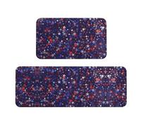 Juego de 2 alfombrillas antideslizantes de cocina americanas rojas y azules, almohadillas ergonómicas para cocina, bar, escritorio