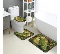 Juego de 2 alfombrillas de baño con diseño de loro tropical, ecológicas, absorbentes y antideslizantes, de espuma viscoelástica de secado rápido para verano, vida silvestre