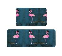 Juego de 2 alfombrillas de cocina antideslizantes con diseño de flamenco y sombrero de bruja de Halloween, almohadillas ergonómicas para cocina, bar, escritorio