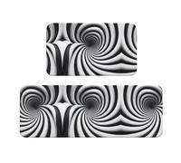 Juego de 2 alfombrillas de cocina antideslizantes con estampado GIF de ilusión óptica en espiral, adecuado para cocina, lavandería y entrada