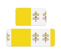 Juego de 2 alfombrillas de cocina con estampado de la bandera del Vaticano, antideslizantes, adecuadas para cocina, cuarto de lavado y entrada