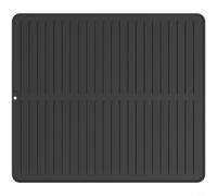 Juego de 2 alfombrillas de silicona con bordes y ranuras, antideslizantes, resistentes al calor, aptas para lavavajillas, grandes para secar platos y utensilios, gris, 45,8 x 40 x 0,4 cm (ancho x