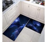 Juego De 2 Alfombrillas Minimalismo, Lavable Antideslizante, Absorbentes Alfombras Pasillo Energía Humanoide para Salón, Lavadero, 40x60cm+40x120 cm, Azul