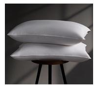 Juego de 2 almohadas de plumas de lujo, tamaño Queen, 100% algodón, colección de hotel, almohadas de cama para dormir, almohadas suaves y firmes para personas que duermen de lado, espalda y estómago